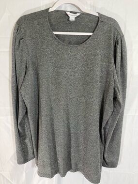 Liz Claiborne Heather Gray Long Sleeve Scoop Neck Top